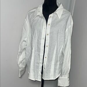 Torrid Crop White Button-Up Shirt